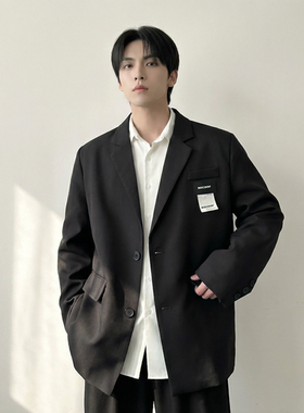 现货休闲西服男春秋宽松大码潮高级感痞帅外套西装 JK342-P98