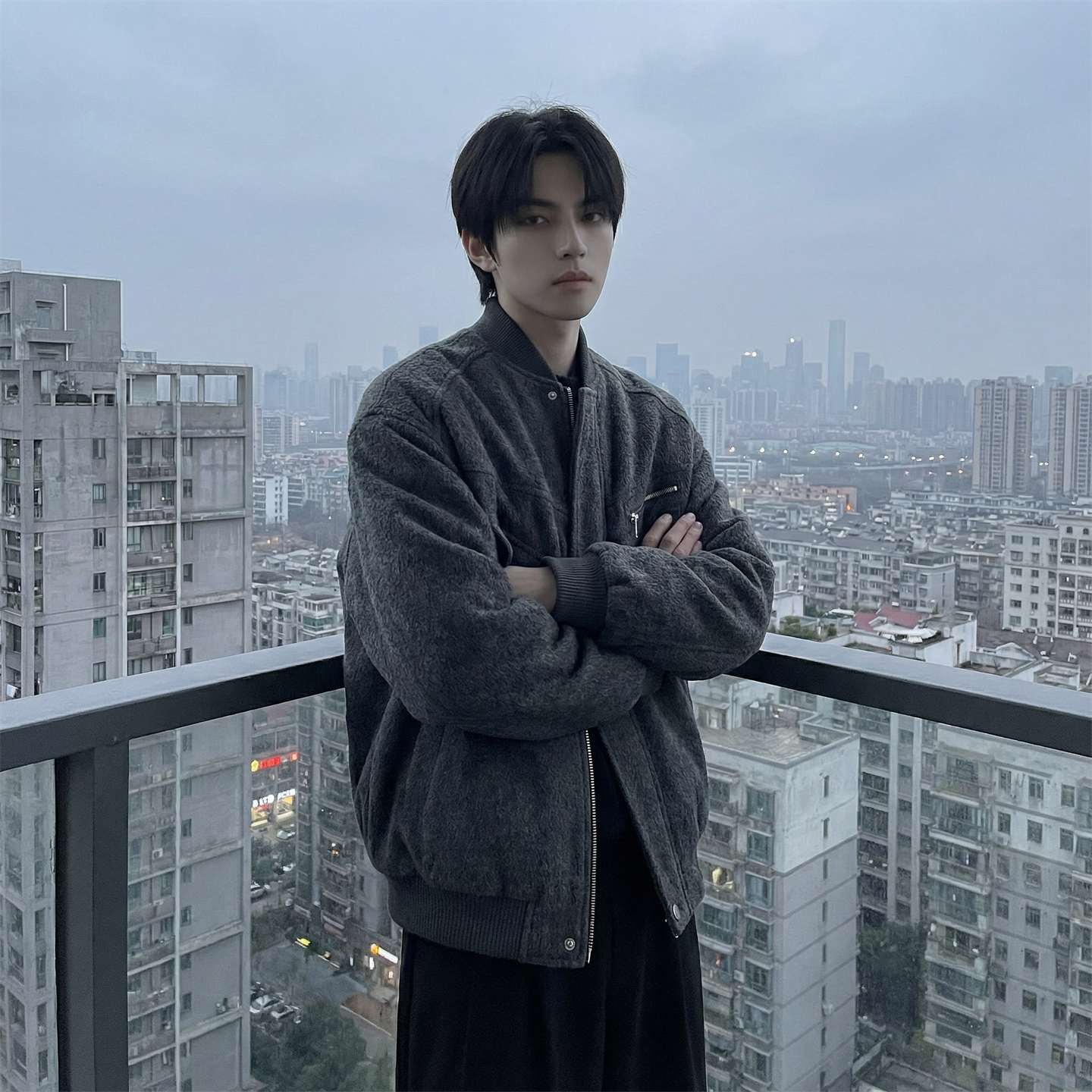 现货美式毛呢夹克棉服加厚高级痞帅夹棉棒球服短款外套Q955-P138，男装夹克，星座1017