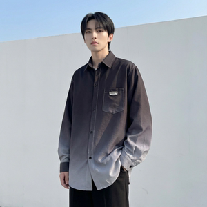 2026现货渐变长袖衬衫水洗褶皱宽松潮流休闲衬衣 DS651-P58，男装衬衫，星座1017