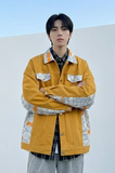 现货2026春季痞帅拼接设计感翻领夹克高级感潮流外套J24-P75，男装夹克，星座1017