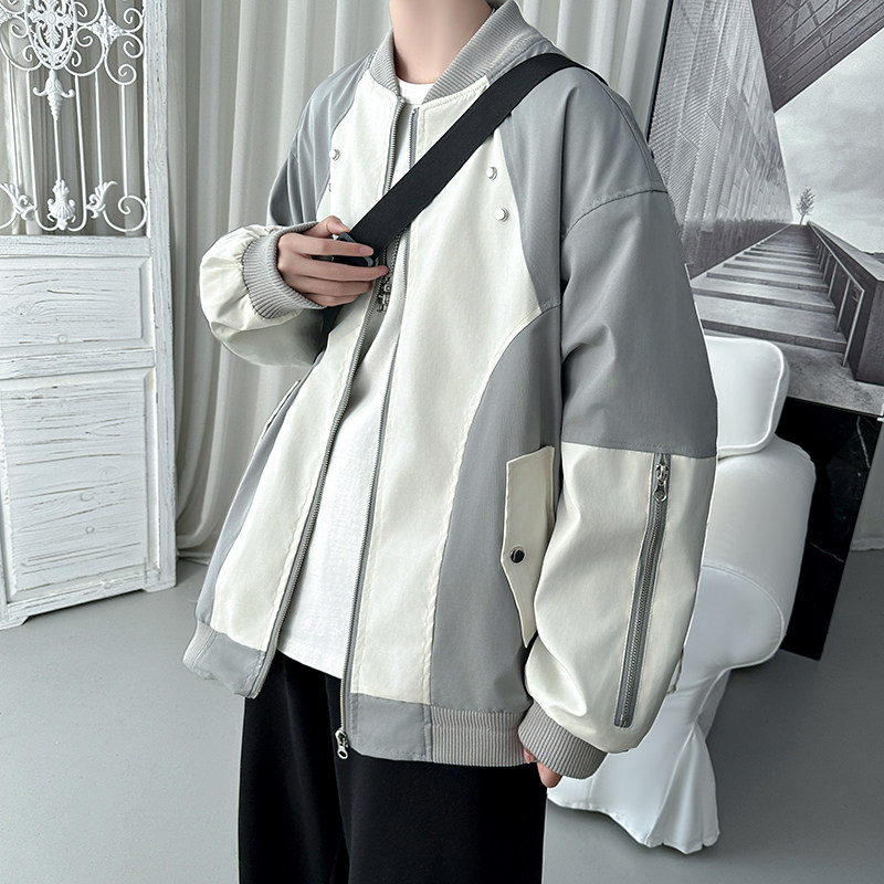 百搭撞色拼接棒球服美式复古夹克JK618-P80,男装夹克,星座1017