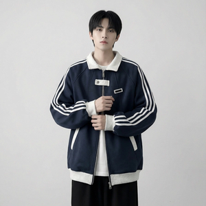 现货 2026三条杠翻领夹克男宽松休闲运动外套 现货 R238-P68，男装夹克，星座1017