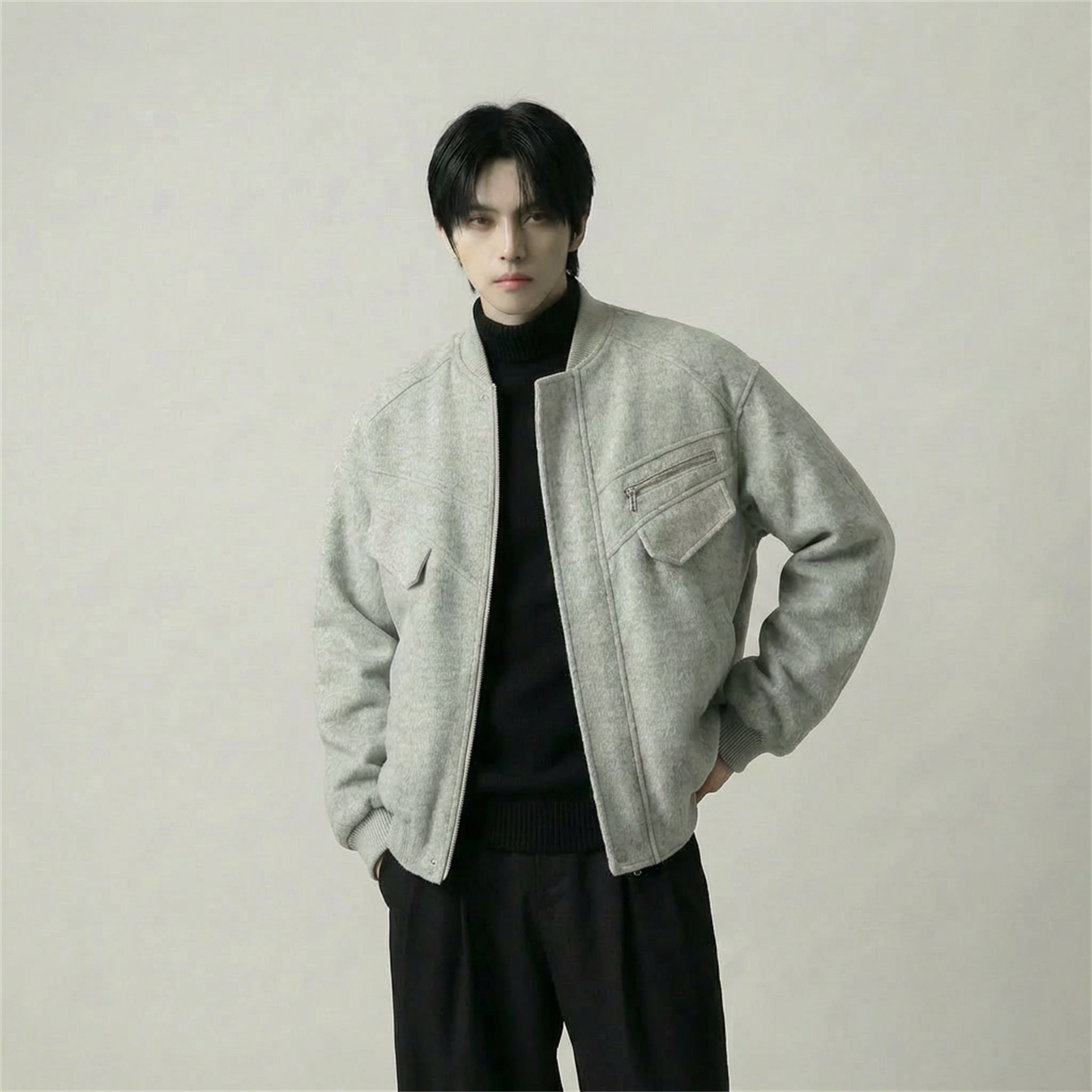 现货美式毛呢夹克棉服加厚高级痞帅夹棉棒球服短款外套Q955-P138,男装夹克,星座1017