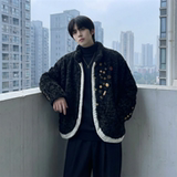 现货手工制扣古布保暖上衣设计感小众羊羔绒外套M7811-P128，男装棉衣，星座1017