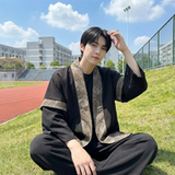 现货春秋风蟒纹印花拼接男士道袍汉服D3206-P78，男装民族服装，星座1017