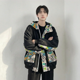 现货春款潮流涂鸦拼接夹克开衫连帽外套WT23-P75控96，男装夹克，星座1017