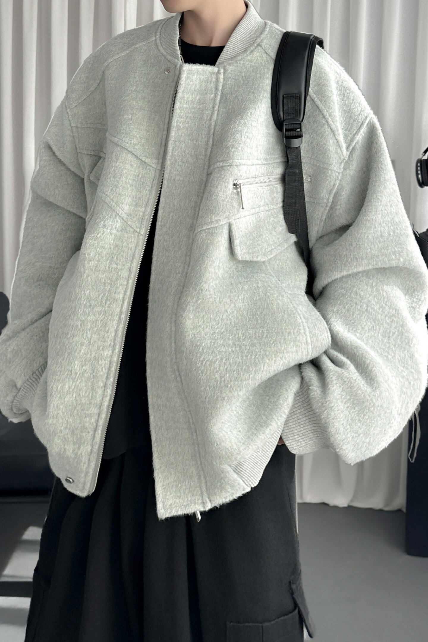现货美式毛呢夹克棉服加厚高级痞帅夹棉棒球服短款外套Q955-P138,男装夹克,星座1017
