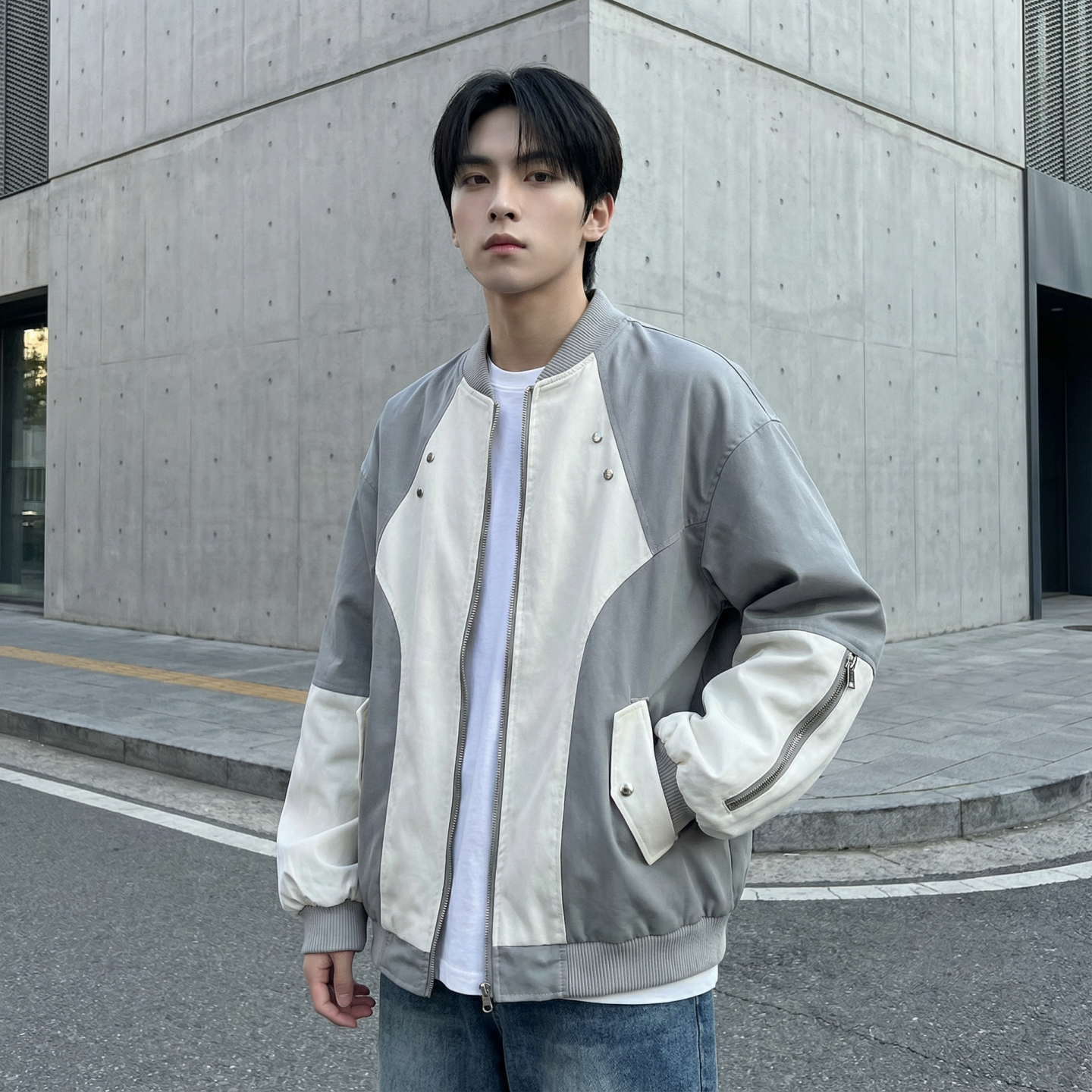 现货休闲百搭撞色拼接棒球服美式复古夹克JK830-P80，男装夹克，星座1017