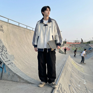 现货 2026三条杠翻领夹克男宽松休闲运动外套R238-P68图片