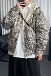 豹纹棉衣棉服新款秋冬情侣座山雕外套男 M3113-P138图片