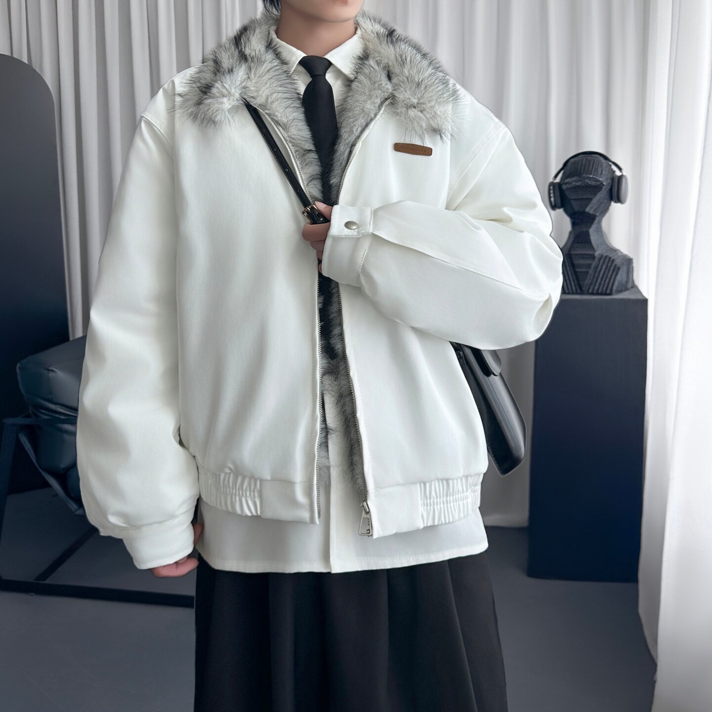 美式复古毛领座山雕立领棉服男冬季加厚工装保暖外套M2232-P138,男装棉衣,星座1017