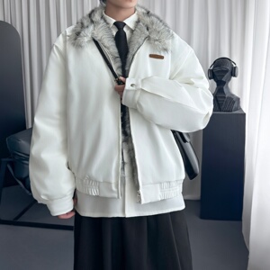 美式复古毛领座山雕立领棉服男冬季加厚工装保暖外套M2232-P138