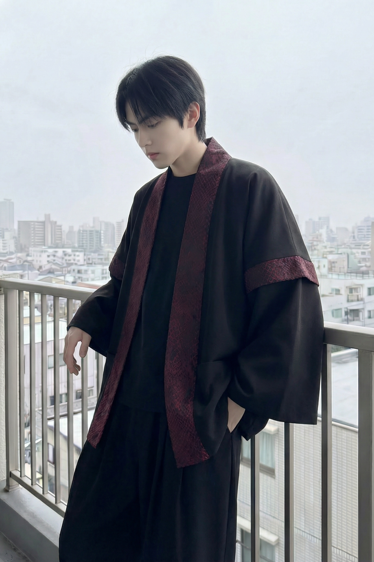 现货春秋风蟒纹印花拼接男士道袍汉服D3206-P78,男装民族服装,星座1017