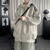 现货2026日系拼接立领夹克春秋季潮牌宽松休闲运动外套V226-P68，男装夹克，星座1017