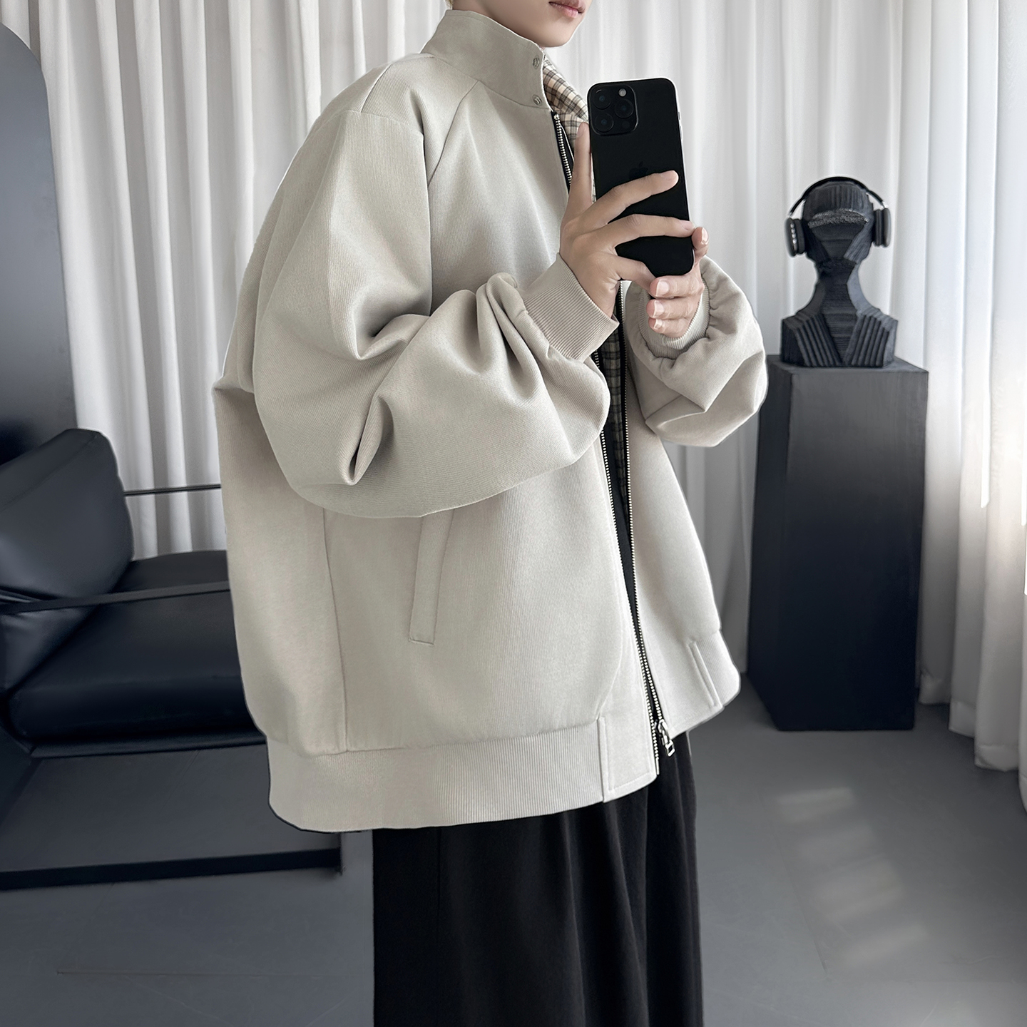 拼接哈灵顿休闲拉链卫衣夹克外套上衣男 R2073-P128，男装夹克，星座1017