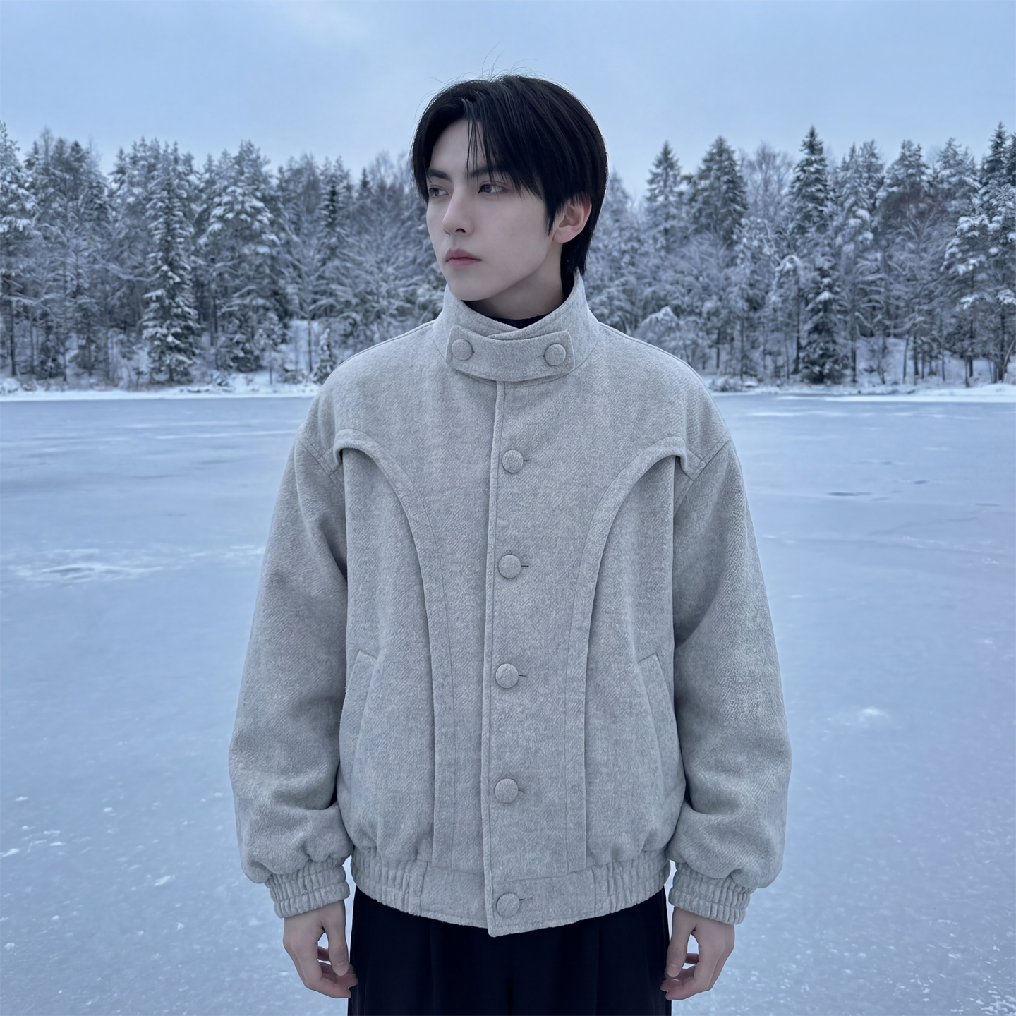 现货 美式复古加厚休闲外套韩版宽松立领短款外套 GK801-P118