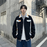 现货2026春季痞帅拼接设计感翻领夹克高级感潮流外套J24-P75，男装夹克，星座1017