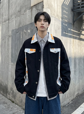 现货 2026春季痞帅拼接设计感翻领夹克高级感潮流外套  J24-P75