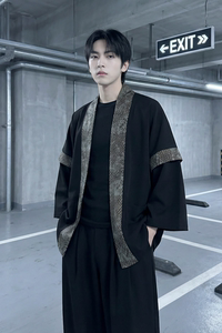现货 春秋风蟒纹印花拼接男士道袍汉服 D3206-P78图片