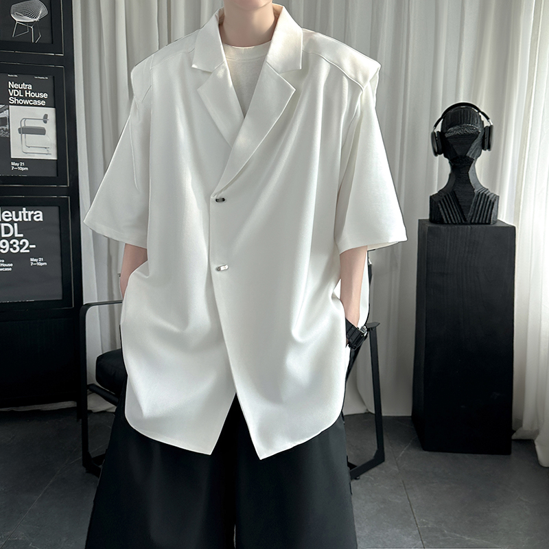 夏季高级感西装领短袖衬衫休闲假两件衬衣AS62-P58，商品下架区商品下架区，星座1017