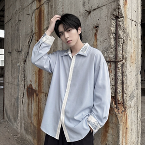 现货潮衬衫小众刺绣长袖衬衣新中式情侣外套 DY877-P68，男装衬衫，星座1017