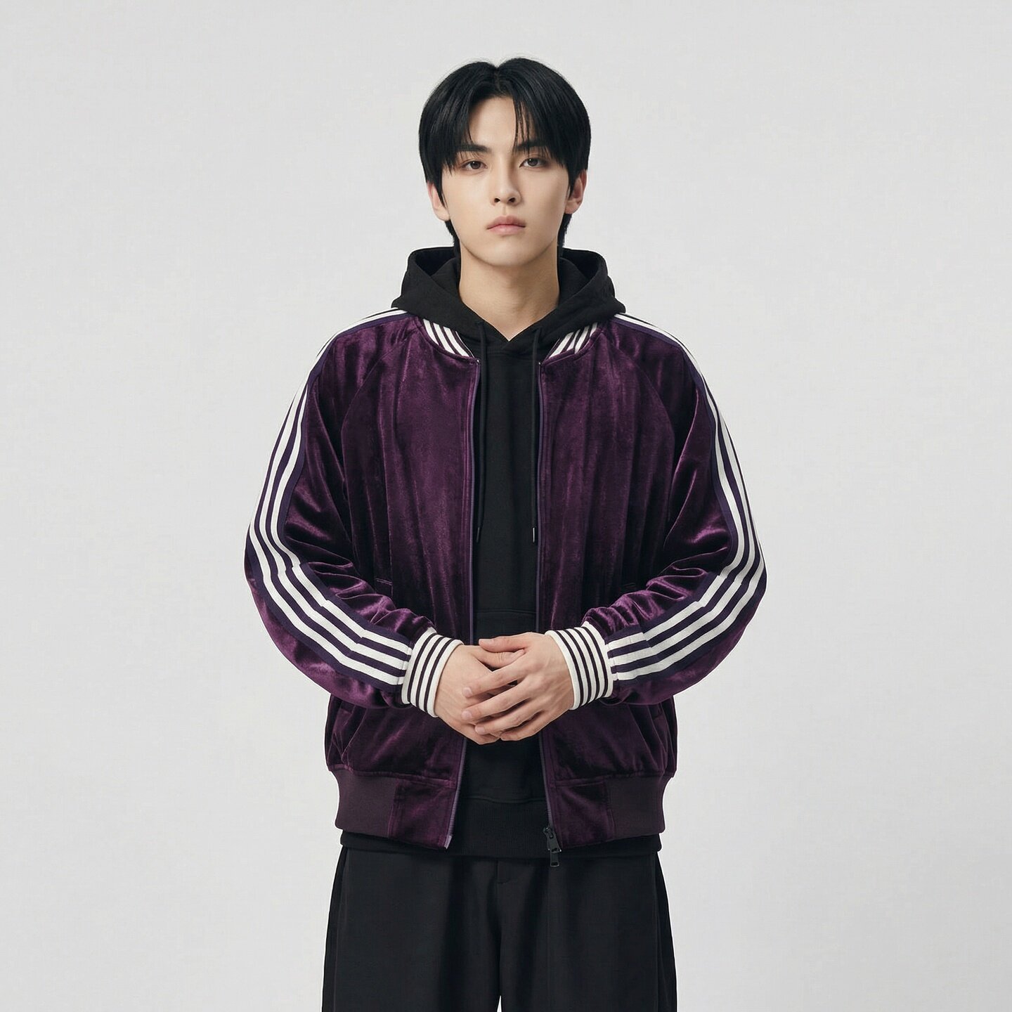 新款现货撞色织带丝绒男春季新款拼接设计美式复夹克JK9931-P98,男装夹克,星座1017