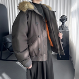 户外防风仿毛领短款宽松工装棉服男M1103-P148，男装棉衣，星座1017