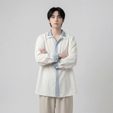 现货潮衬衫小众刺绣长袖衬衣新中式情侣外套DY877-P68，男装衬衫，星座1017