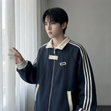 现货2026三条杠翻领夹克男宽松休闲运动外套现货R238-P68，男装夹克，星座1017