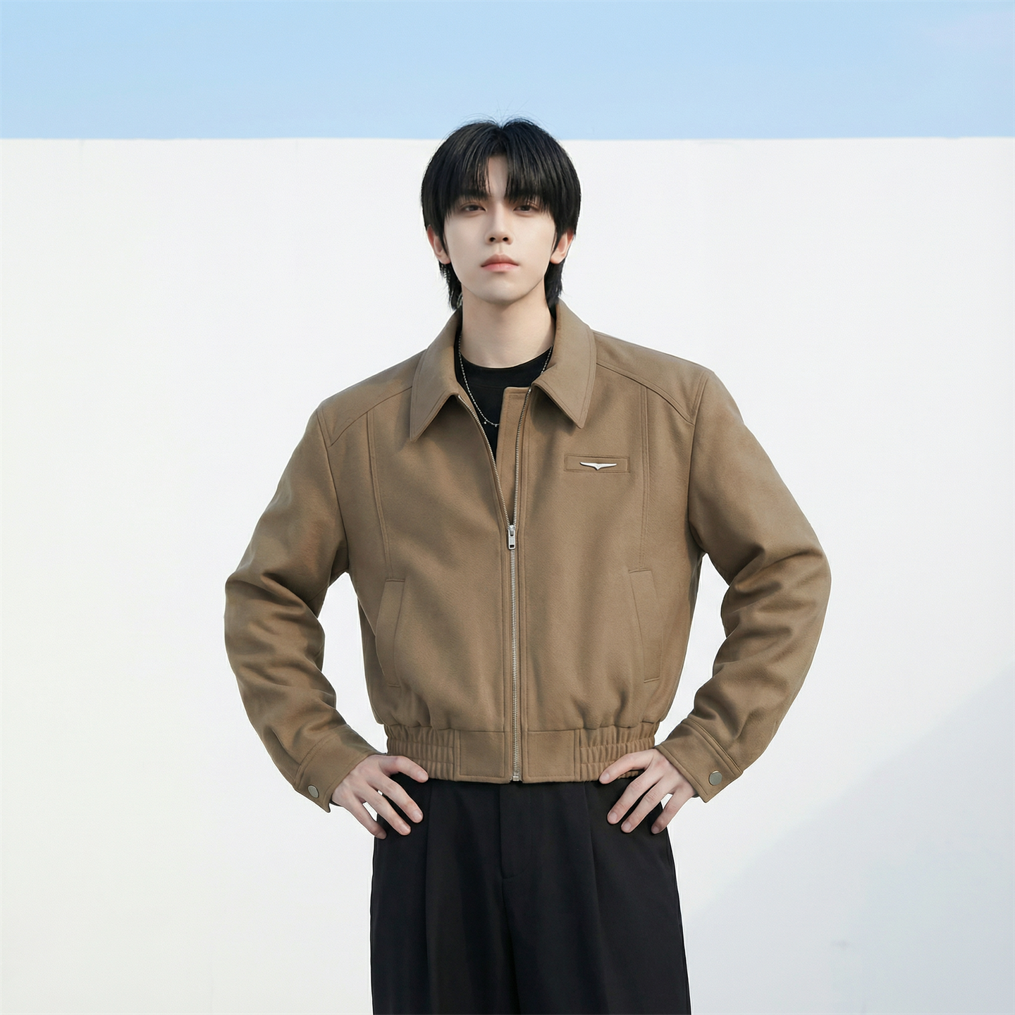 现货2025棒球领短款夹克高级感美式垫肩外套HJ7727-P90X149，男装夹克，星座1017