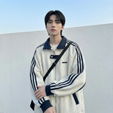 现货2026三条杠翻领夹克男宽松休闲运动外套现货R238-P68，男装夹克，星座1017