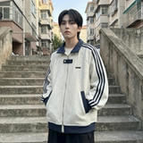 现货2026三条杠翻领夹克男宽松休闲运动外套R238-P68，男装夹克，星座1017