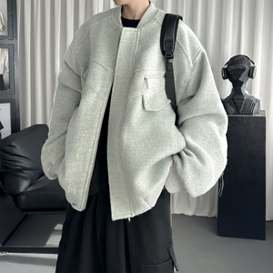 现货美式毛呢夹克棉服加厚高级痞帅夹棉棒球服短款外套 Q955-P138图片