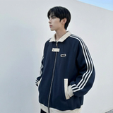 现货2026三条杠翻领夹克男宽松休闲运动外套现货R238-P68，男装夹克，星座1017