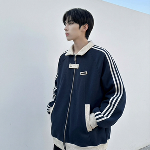 现货 2026三条杠翻领夹克男宽松休闲运动外套 现货 R238-P68，男装夹克，星座1017
