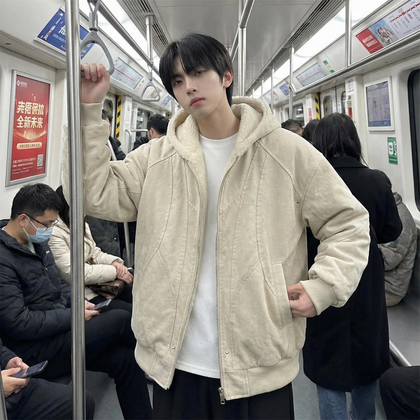 现货加绒加厚外套男潮重磅帆布水洗棉服夹克Y307-P138，男装夹克，星座1017