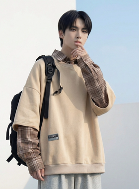 现货 2026春款假两件卫衣衬衫领复古vibe格子美式外套  A5613-P65