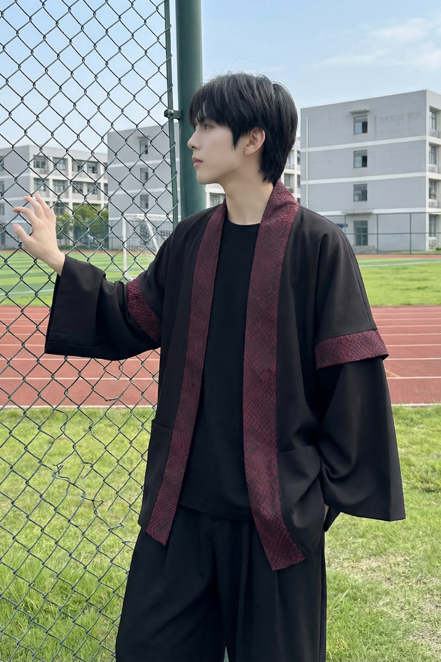 现货春秋风蟒纹印花拼接男士道袍汉服D3206-P78,男装民族服装,星座1017