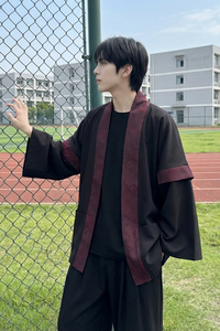 现货 春秋风蟒纹印花拼接男士道袍汉服 D3206-P78图片