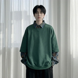 现货慵懒假两件衬衫领卫衣日系情侣碎花上衣A881-P65，男装衬衫，星座1017