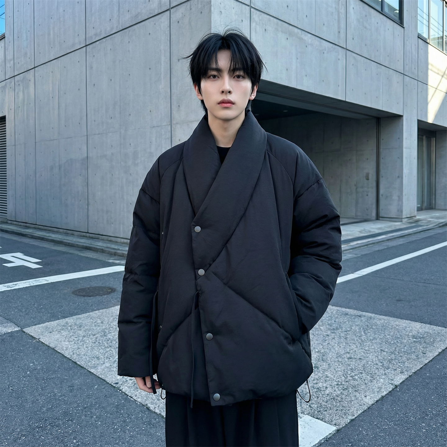 现货棉服男款新中式男装高级感无领设计外套M0845-P110控138，男装棉衣，星座1017