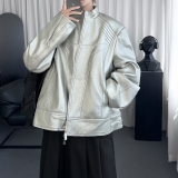 超帅金属骨骼立体结构皮衣立领机车夹克拉链外套Q5953-P138，男装夹克，星座1017