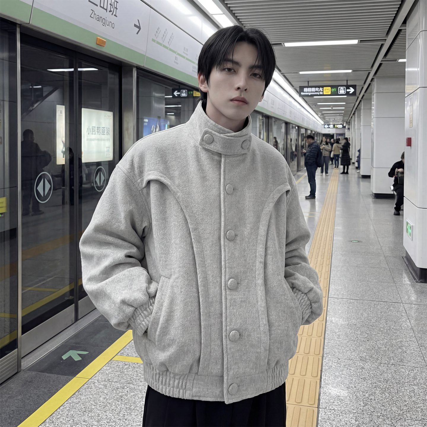 现货美式复古加厚休闲外套韩版宽松立领短款外套GK801-P118，女装短外套，星座1017