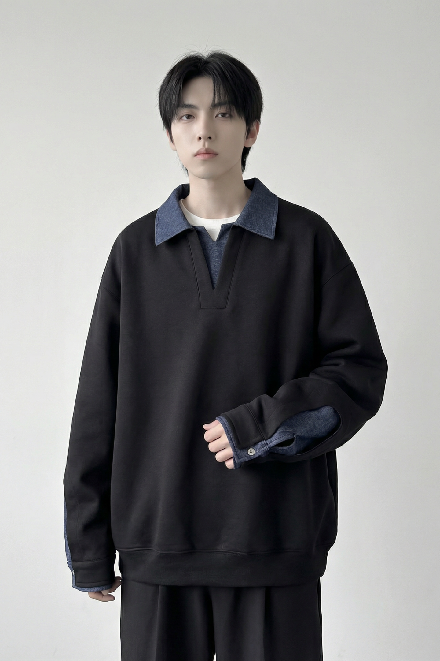 现货春季新款翻领高级感衬衫领上衣长袖卫衣男装潮WY212-P68,男装衬衫,星座1017