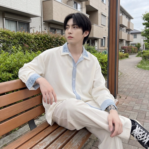 现货潮衬衫小众刺绣长袖衬衣新中式情侣外套 DY877-P68，男装衬衫，星座1017