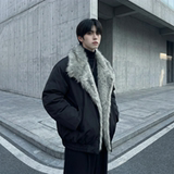 现货冬季大毛领加厚夹棉黑锻拼接棉服外套M1654-P168，男装棉衣，星座1017