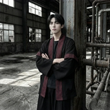 现货春秋风蟒纹印花拼接男士道袍汉服D3206-P78，男装民族服装，星座1017