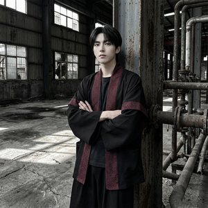 现货 春秋风蟒纹印花拼接男士道袍汉服 D3206-P78，男装民族服装，星座1017