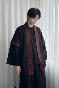 现货 春秋风蟒纹印花拼接男士道袍汉服 D3206-P78图片
