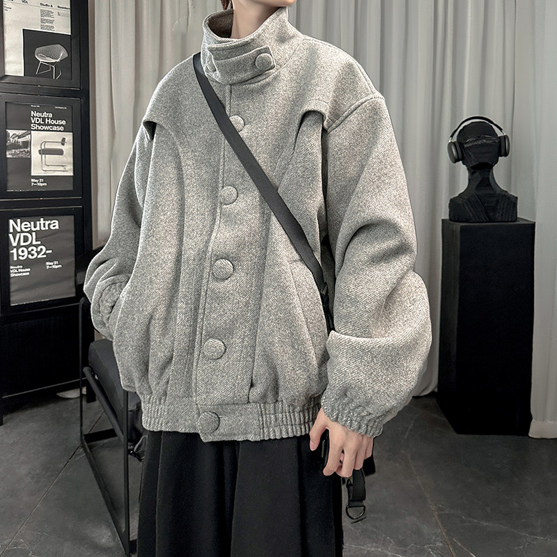 美式复古羊毛加厚休闲外套男韩版宽松立领短款外套潮DK801-P118,男装夹克,星座1017